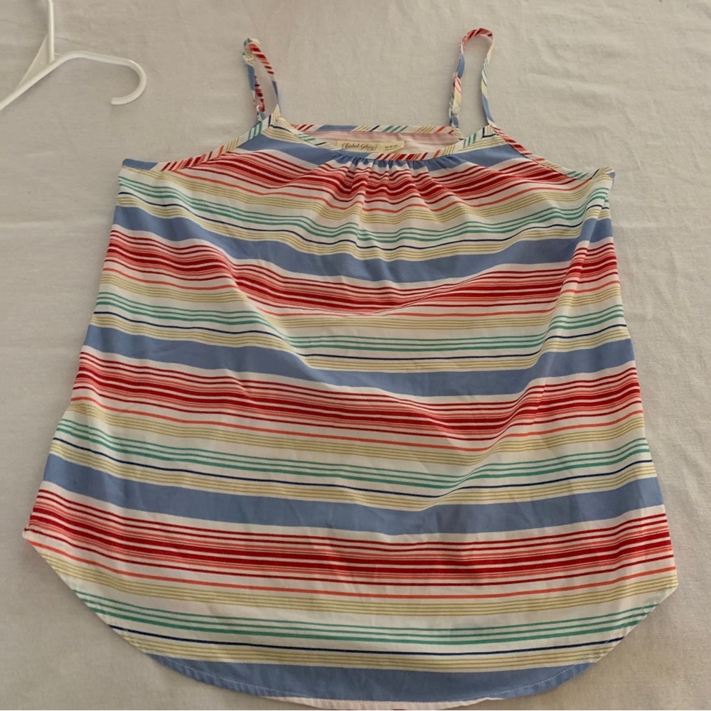 Faded glory striped multi tank top euc polyester medium 8-10
